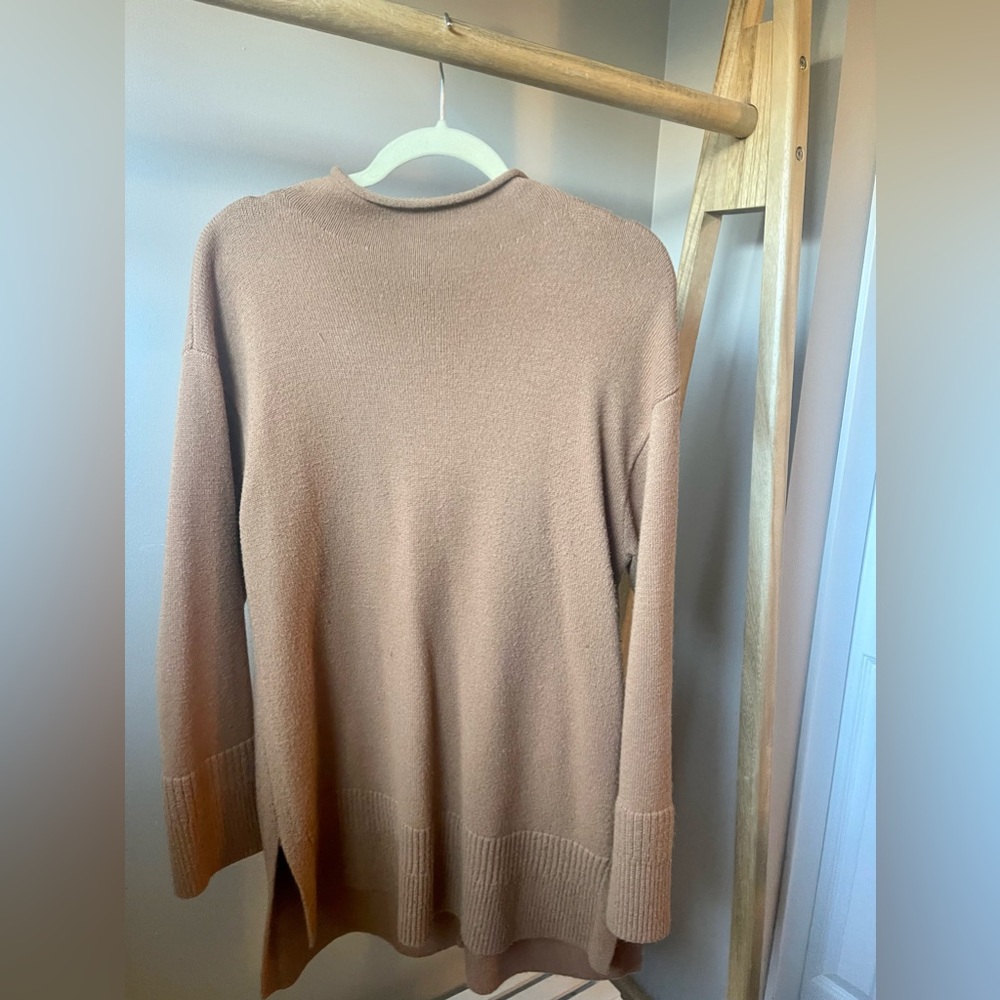 Anthropologie Caramel Tunic Mock Neck Sweater
